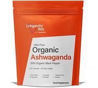 Longevity Box Organic Ashwagandha Capsules 1000mg - 120 Vegan Capsules | High Strength Root Extract with Black Pepper | Non-GMO, Soil Association Certified & Made in UK