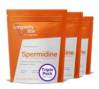 Longevity Box Spermidine Supplement - 360 Capsules, 10mg Spermidine derived from 900mg Wheat Germ Extract with 50mg Thiamin & 50mg Zinc, 99% Pure with 3rd Party Certified, Vegan-Friendly & Non-GMO