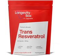 Longevity Box Trans Resveratrol Supplement - 60 Capsules, 1000mg per Serving, 99% Pure, 3rd Party Certified, Optimized Resveratrol Antioxidant Supplement, Vegan-Friendly & Non-GMO