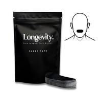 Longevity Sleep Tape - 30 Strips (Black) - Dermatologically Tested Mouth Tape for Sleeping, Women and Men - Supports Nasal Breathing and Reduces Snoring - 95% Cotton, Rayon-Free Mouthtape