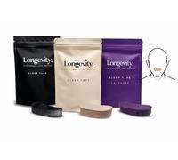 Longevity Sleep Tape Bundle - 90 Strips (Black, Beige & Lavender) - Dermatologically Tested Mouth Tape for Sleeping - Supports Nasal Breathing & Reduces Snoring - 95% Cotton, Rayon-Free