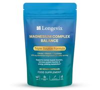 Longevix Magnesium Complex Balance - Triple Source Formula (Glycinate, Malate & Citrate) - 375mg Elemental Magnesium per Daily Serving - High Absorption - Vegan - 90 Capsules