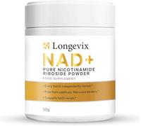 Longevix NAD+ Powder 100% Pure Nicotinamide Riboside (NR) Chloride Bulk Longevity Supplement 50g Tin Supports Cellular Energy & NAD+ Levels with Measuring Scoop