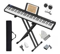 Longeye - 88 Keys Compact Digital Piano Keyboard for Beginners with Full-Size Semi-Weighted Keys, Sustain Pedal, Headphones, Carrying Case (88 Keys with Stand,