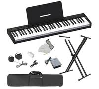 Longeye Piano Keyboard 61 Key Semi Weighted Portable Compact Keyboard Piano for Beginners with Stand, Headphones, Sustain Pedal, Carrying Case, Black
