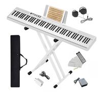 Longeye Piano Keyboard 88 Keys Compact Portable Digital Piano for Beginners with Semi-Weighted Full-Size Keys, Stand, Headphones, Sustain Pedal, Carrying Case, White