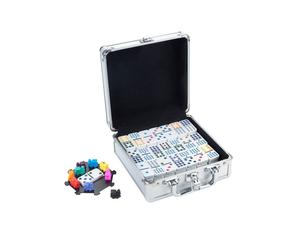 Longfield Games Mexican Train Double Twelve Dominoes in Aluminium Case (UK)