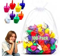 Longgaogao Mini Middle Fingers 100 PCS Colorful Flip the Bird Tiny Hands Gag Gift Adult Christmas White Elephant Stocking Stuffers Party Favors Office Prank Desk Decor