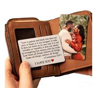 LongGenius Personalized Photo Text Engraved Custom Wallet Mini Insert Love Note Card Gift to My Son from Dad Family Graduation Birthday Gift