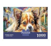Longhaired Chihuahua Dog Portrait 1000 Piece Jigsaw Puzzle - Artistic Design - Secure Fit Paper Pieces 52x38cm/1000pcs