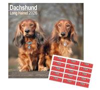 Longhaired Dachshund Calendar 2026 | 16 months | with FREE Organisational Stickers, Longhaired Dachshund Gift