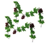LONGHAO 2 pieces, artificial plastic grape, artificial grape vine, artificial grape vine, 6 sets of grape skewers, grape skewers made of plastic, artificial fruit, vegetable decoration, for shooting