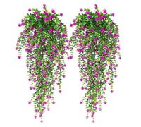 LONGHAO 2 x Artificial Hanging Plants, Artificial Hanging Plants, Painted Artificial Pendants, Hanging Artificial Flowers Decoration, for Home Wall Decoration (Red)
