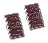 LONGHAO 2 x Slim Cigarette Box, Leather Metal Cigarette Box, Women's Cigarette Case Metal, Cigarettes for Men and Women, for 20 Slim Cigarettes or 14 Normal Cigarettes, for Men and Women (Brown)