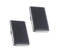 LONGHAO 2 x slim cigarette box, leather metal cigarette box, women's cigarette case, metal, cigarettes for men and women, for 20 slim cigarettes or 14 normal cigarettes, for men and women gift