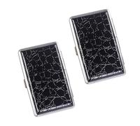 LONGHAO 2 x Slim Cigarette Box, Leather Metal Cigarette Box, Women's Metal Cigarette Case, Cigarettes for Men and Women, for 20 Slim Cigarettes or 14 Normal Cigarettes, for Men and Women (Black 2)