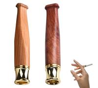 LONGHAO 2 x Wooden & Metallic Cigarette Holder, Handmade, Easy to Clean, for Fine, Medium & Coarse Cigarettes (#1)