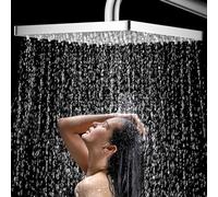 LONGHEXINA Shower Head High Pressure, Rainfall Showerhead 12 Inch, Adjustable Replacement Showerhead with Swivel Ball, Stainless Steel Square Fixed Shower Head with Chrome Finish Universal Fittings
