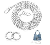 LongHoneySong Handbag Chain Bag Strap for Handbag Shandbag Straps 47.2" Shoulder Strap Metal with Metal Buckle Chain Belt Silver Gold Bag Strap Extender (Silver)