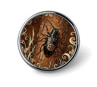 Longhorn Beetle Bark Round Lapel Pins for Men Women Metal Button Pin Fashion Personalized Brooch Pins for Men Suits Cute Brooch Badge for Backpack Clothing Hat Bag Decoration
