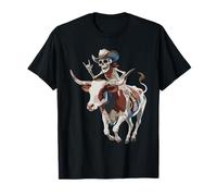 Longhorn Bull Cowboy Cattle Skeleton Farm Halloween T-Shirt