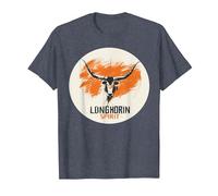 Longhorn Cow in Texan Style for Boys and Girls T-Shirt, Men, Heather Blue, XX-Large