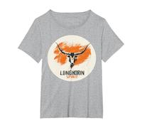 Longhorn Cow in Texan Style for Boys and Girls T-Shirt, Women's Plus, Heather Grey, 1X