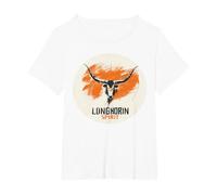 Longhorn Cow in Texan Style for Boys and Girls T-Shirt, Women's Plus, White, 2X