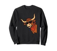 Longhorn Cow Peeking Funny Cow Farm Animal Lovers Sweatshirt