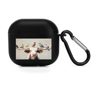 Longhorn Cow with Birds Bluetooth Earbuds Protector Compatible with Airpods 4 Cute Wireless Earbud Case Cover