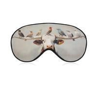 Longhorn Cow with Birds Printed Sleep Mask for Unisex Adult Soft Night Blindfold with Adjustable Strap