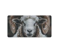Longhorn Ram Pictures Desk Mat Non-Slip Office Desk Mat 23.6" X 11.8" Large Mouse Pad with Rubber Base Waterproof Desk Writing Pad for Office and Home