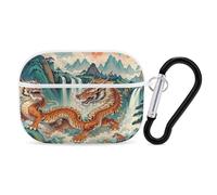 Longhu Mountain Waterfall, China Earbuds Organizer Shockproof Protective Airpods Pro Cover with Carabiner Clip Anti Fall Carrying Earphone Case Cover for Airpods Pro 2nd Generation White