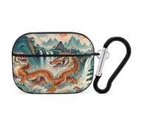 Longhu Mountain Waterfall, China Earbuds Organizer Shockproof Protective Airpods Pro Cover with Carabiner Clip Anti Fall Carrying Earphone Case Cover for Airpods Pro 2nd Generation Black