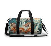 Longhu Mountain Waterfall, China Gym Bag for Men Women Water Resistant Duffle Bag Travel Lightweight Bag for Travel Sports, white, 17.7in/9in/9in