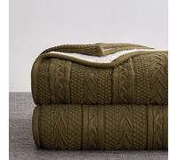 Longhui Bedding Sherpa Blanket Acrylic Knitted Throw Thick Soft Large Cozy Fleece Blanket for Couch Sofa Bed All Seasons, 152x203cm, Dark Brown