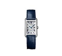 Longines Ladies Dolcevita Silver Rectangle Dial Blue Leather Strap Watch L5.255.4.70.2
