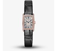 Longines Ladies DolceVita 18ct Rose Gold Diamond Set Black Leather Strap Watch L5.258.9.71.0