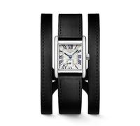 Longines Mini DolceVita Black Leather Double Strap Watch