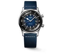 Longines Mens Blue L37744902 Legend Diver Stainless-steel and Leather Automatic Watch