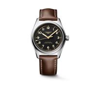 Longines Spirit Pilot Men's 39mm Black Dial Brown Leather Strap Watch