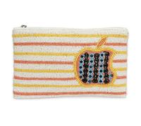 LONGING TO BUY Beaded Clutch Purse with Chain Strap, Women's Evening Bag, Striped Multicolor Design with Motif 8x5Inch, with Detachable Silver Chain Strap