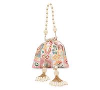 LONGING TO BUY Indian Ethnic Pearls & Sequence Potli Bag for Women, Wedding Potli Bag and For Ethnic Wear, White Multi, M