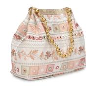 LONGING TO BUY Indian Ethnic Potli Bag, Indian Potli Bag For Return Gift, Women Poti for Wedding, Ethnic Funtion too White Multi 20cm x 8cm x 16cm