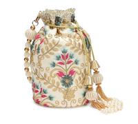 LONGING TO BUY Indian Ethnic Women Potli Bags For Wedding & Party Function Golden Multi 8" x 5"