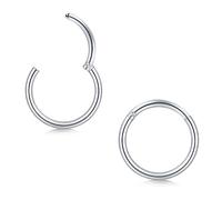 Longita 1pc Nose Piercing Ring Silver 1.2mm 16G - 316L Surgical Steel Clicker 6mm Nose Ring - Seamless Presence Piercing for Septum Helix Tragus Conch Lip Cartilage Segment Ring