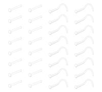 Longita 26pcs Clear Nose Stud L Shape Nose Stud Nose Ring Retainer Bioflex Plastic Nose Hoop 20 Gauge Piercing