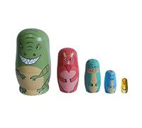 LongJT Russian Nesting Dolls Handmade Cute Cartoon Animals Pattern Wooden Matryoshka Dolls Nesting Doll Stacking Doll Set of 5 (Dinosaur)