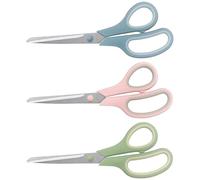 LONGKEY 8.5 Inch Scissors All Purpose Pastel Green, Pink, Blue | All Purpose Scissors for Office Home School, Soft Comfort-Grip Right/Left Hand