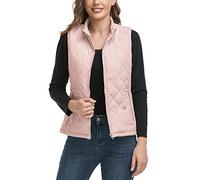 LONGKING 2023 Upgraded, Outwear Vest With One Inner Pocket - Stand Collar Lightweight Zip Quilted Vest, Apricot Pink, S (LKT2ATP-S)